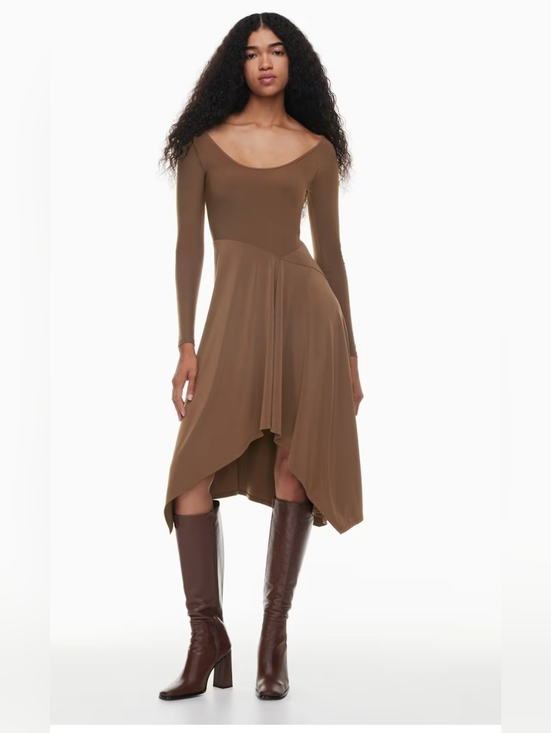 Wilfred Dresses & Skirts - Wilfred Aritzia Nuage Dress Brown Long Sleeve Asymmetrical Midi Size Large
